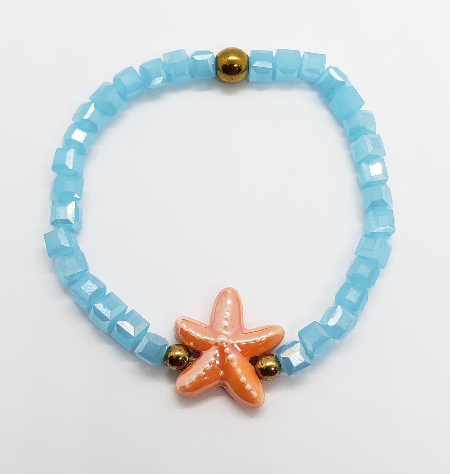Pulsera cristal azul y estrella mar